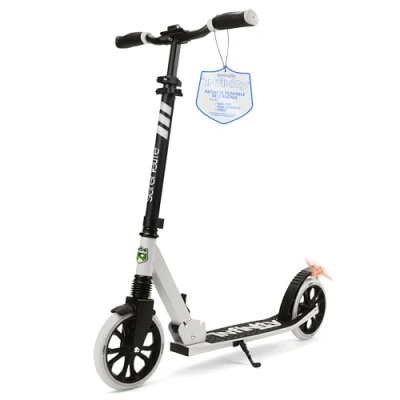 Imagen de SereneLife Foldable Kick Scooter Stand for Teens and Adults with Rubber Grip at Tip, Alloy Deck, Adjustable T Bar Handlebar Height, Smooth Gliding Wheels, Easy Maneuvering