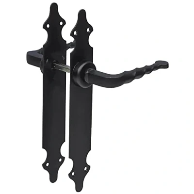 Imagen de Amig Juego De 2 Manillas para Puertas Paso Mod.101P 280 x 45 3,5 mm Cuadradillo 8 Tipo Forja Zamak Acabado en Negro