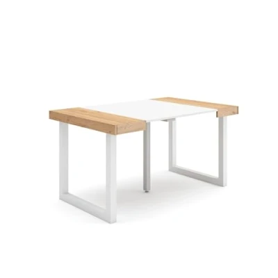 Imagen de Skraut Home Mesa Consola Extensible Comedor Plegable 140 para 6 comensales Patas Madera Maciza Estilo Moderno Roble y Blanco
