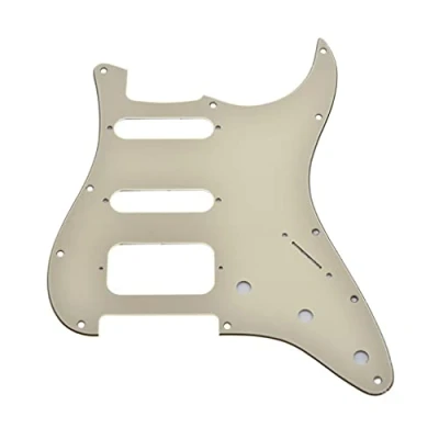 Imagen de Dopro Golpeador de guitarra HSS Strat 11 agujeros 2 tornillos Humbucking Pickup montaje se adapta a Fender americano Stratocaster crema 3 capas