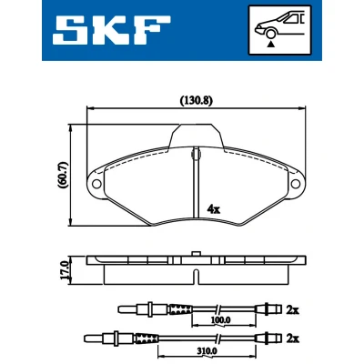Imagen de SKF VKBP 80601 E Juego de pastillas freno con contacto avisador desgaste CITROËN: Xantia Familiar