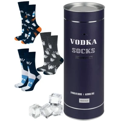Imagen de soxo Whisky Calcetines Hombre Divertidos Algodon Regalos Originales Colores Regalo Hombres 40 45 Vodka 3 Pares