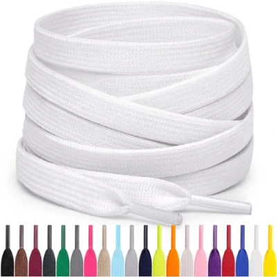 Imagen de Miscly Cordones Planos para Zapatillas, Disponibles en Varias Tallas y Colores (Blanco, 91 cm)