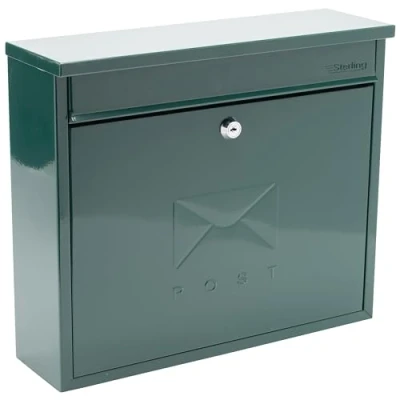 Imagen de Sterling MB02G Elegance Buzón de Acero galvanizado para Montaje en Pared, Resistente a la Intemperie, Verde, 36x31x10cm