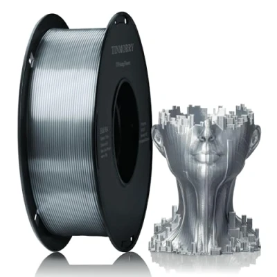 Imagen de Filamento PLA 1,75 mm, TINMORRY Materiales de Impresión 3D 1 kg Spool, Silk Silver