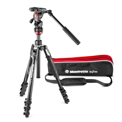 Imagen de Manfrotto Befree Live, Trípode de Viaje con Cabezal para Videocámara y Cierre Palanca, Aluminio DSLR, sin Espejo, Cámaras Reflex, Videocámaras Accesorios Video