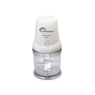 Imagen de Little BALANCE 8586 Picadora, Picadora eléctrica, Mini licuadora, Cuenco 500 ml, 4 cuchillas de acero inoxidable, 400 W, Blanco