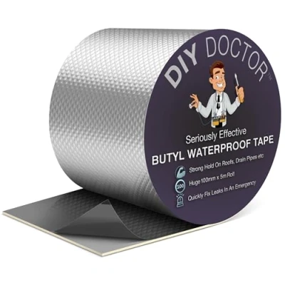 Imagen de DIY Doctor Cinta de butilo 1 lámina aluminio 100 mm x 5 m impermeable para fugas adhesiva sellado tejados
