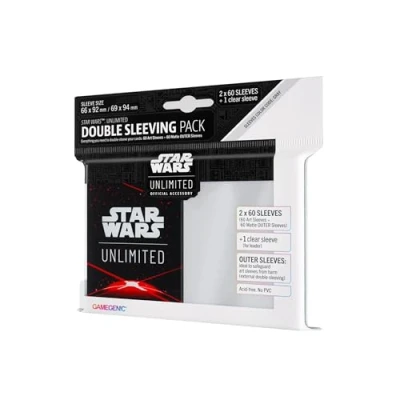 Imagen de Gamegenic Star Wars Unlimited Art Sleeves Double Space Red Pack de 60 Fundas Ilustradas con Diseño Oficial + Externas Mate y 1 Funda Transparente Optimizado para Was
