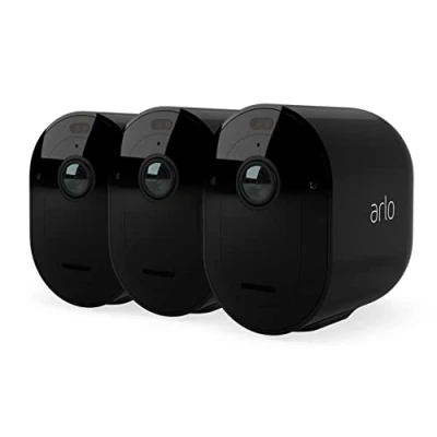 Imagen de Arlo Pro 4 Camara Vigilancia WiFi Exterior, Inalámbrica, 2K HDR, 160 Visión Nocturna En Color, Sirena, Detección De Movimiento, Audio Bidireccional, Prueba Secure Incluida , 3 Cámaras, Negro