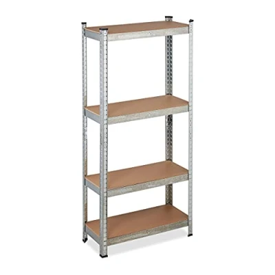 Imagen de Relaxdays 10033046 Estantería Metálica, Estante Industrial, Cargas Pesadas hasta 700kg, 4 Baldas, 150x70x30 cm, Garaje, Plateado, 1 unidad