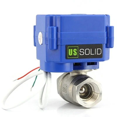 Imagen de U.S. Solid válvula de bola motorizada: acero inoxidable 3/4 &quot;con puerto completo, 9 24V AC/DC y configuración retorno automático 2 cables, normalmente abierta