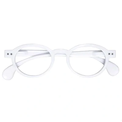 Imagen de OPULIZE OCA Gafas de Lectura Montura Moderna Retro Redonda Blanco Brillante Hombre Mujer Bisagras Muelle R54 W +3.00
