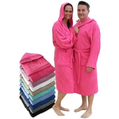 Imagen de LEBENGOOD Albornoz Hombre Unisex Capucha 100% Algodón Rizo Americano 400 gr, Bolsillos, Bata Suave, Toalla Ducha Mujer (hombre.Capucha Fresa L)