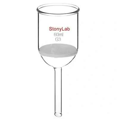 Imagen de StonyLab Borosilicate Glass Embudo de Filtración Buchner con Frita Fina(G3) Funnel, Diámetro del Disco 46mm, Profundidad 60mm 60ml