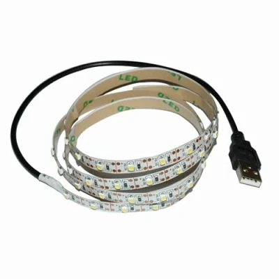 Imagen de AUSUKY Cable USB de 5 V 2835 LED tira la lámpara cadena TV PC Monitor luz fondo sesgo (blanco cálido, 2 m)