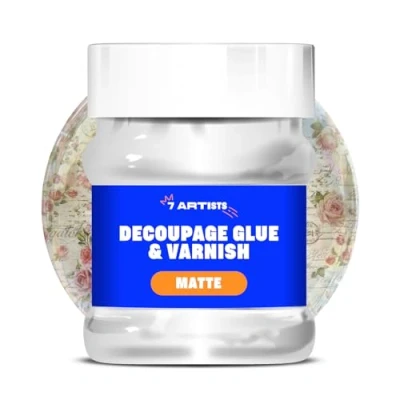 Imagen de 7 Artists Cola para Decoupage 230 ml Barniz Mate Vidrio Madera Pegamento Decopage Servilletas