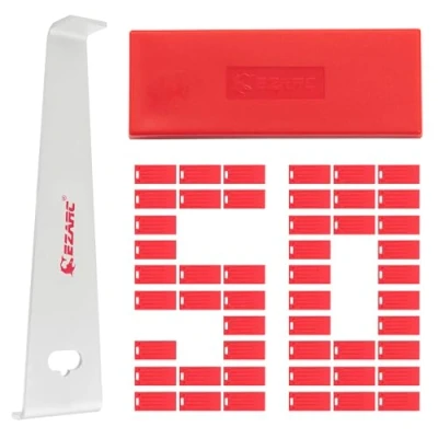 Imagen de EZARC Kit de Instalación Pisos Madera Laminada 52 Piezas con Barra Tracción Resistente, Bloque Roscado Mejorado y Espaciadores 50 Incluidos