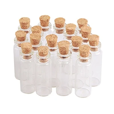 Imagen de Jarvials Mini Botellas de Cristal 2ml con Corcho Pequeños Frascos Vidrio Vacíos Transparentes 100pcs, 12X35X06 mm