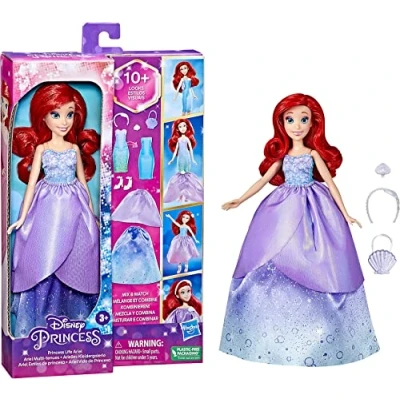 Imagen de Hasbro Disney Princess Muñeca Ariel Estilos de Princesa 10 Combinaciones Ropa A Partir 3 años (F4624)