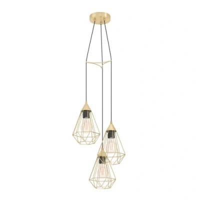 Imagen de Eglo lámpara de suspensión Tarbes, 3 luces, iluminación metal en latón cepillado, luz salón colgante, casquillo E27, diámetro 31 cm