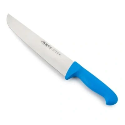 Imagen de Arcos Cuchillo Carnicero con Hoja Acero Inoxidable Nitrum 250 mm. Cocina Profesional Cortar Carne, Pescado y Verduras. Mango ergonómico polioximetileno. Serie 2900. Color Azul.