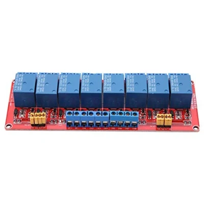 Imagen de Módulo de Relé 8 canales, 5 V/12 V/24 V, Tarjeta extensión disparo bajo nivel para Arduino Aislamiento por fotoacoplador (5 V)