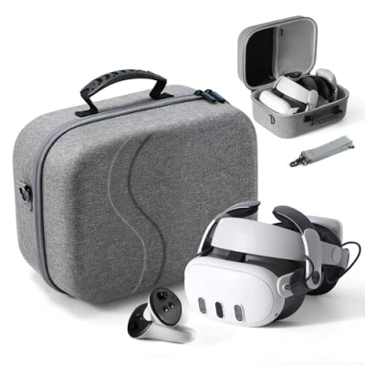Imagen de DEVASO funda de transporte grande para Meta Quest 3, rígida viaje compatible con correa cabeza batería, controladores y otros accesorios, protección superior Oculus