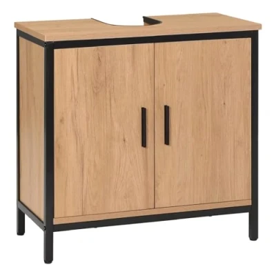 Imagen de EUGAD Armario de Lavabo con Estante Interno, Mueble Baño Puertas y Bisagras, Bajo Patas, Color Madera, 60x30x60 cm
