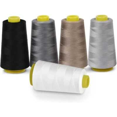 Imagen de Hilo de Poliéster, ilauke 5 Bobinas Overlock Hilos Coser 100% Poliéster 3000 Yardas para Máquina Coser, Cono a Mano y