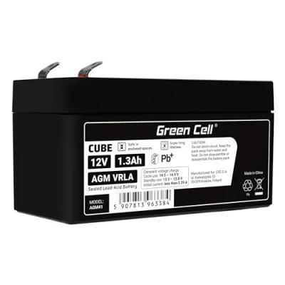 Imagen de Green Cell Recambio de Batería Gel AGM 12V 1.3Ah Rechargeable Pila Sellada Plomo ácido sin Mantenimiento Reemplazo para Sistemas Alarma Antirrobo Video vigilancia