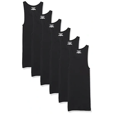 Imagen de Amazon Essentials Camisetas Interiores de Tirantes Hombre, Pack 6, Negro, S