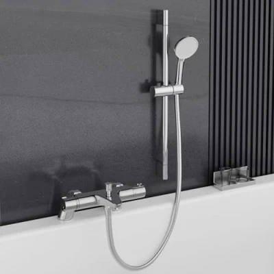 Imagen de MORADO Conjunto mezclador Termostático de ducha y bañera con Barra 700mm,Mezclador teleducha 1.5m