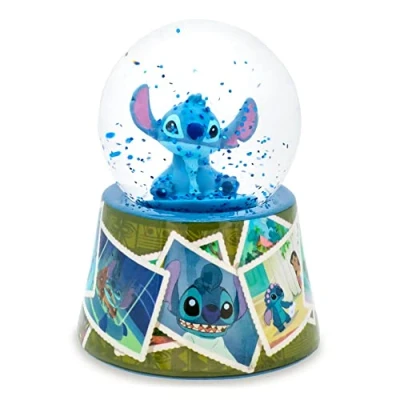 Imagen de Disney Lilo &amp; Stitch Mini globo de nieve iluminado con purpurina en espiral, 3 pulgadas alto