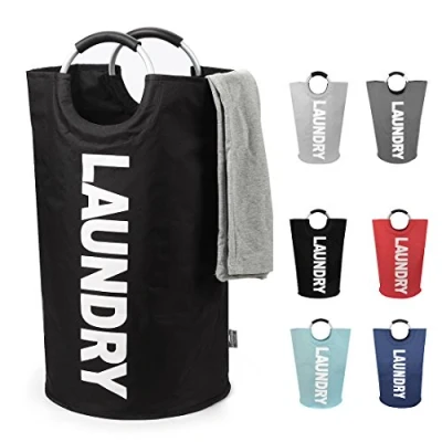 Imagen de DOKEHOM 125L Bolsas Cestos para la colada (7 Colores), Gran servicio de lavandería, plegable bolsa lavado ropa Bin (Negro)