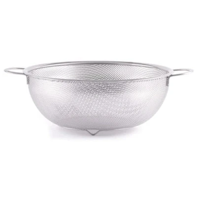 Imagen de HENDI Escurridor de cocina, colador, para cocinar, lavar, pasta, fideos, espaguetis, frutas, verduras, ensaladas, redondo, perforado, con base y 2 asas, ø28.5cm, acero inoxidable
