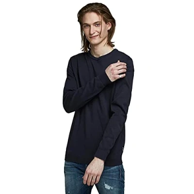 Imagen de JACK &amp; JONES Jjebasic Knit Crew Neck Noos, suéter Hombre, Azul (Navy Blazer), Large