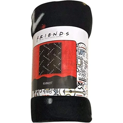 Imagen de Manta de forro polar negro con logotipo Friends