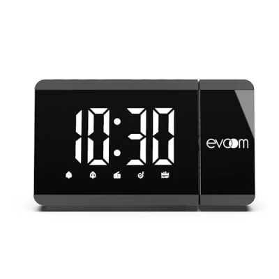 Imagen de Evoom Slim UP EV304571 Despertador royector + 2 Puertos USB Radio, Termómetro, Modo Snooze, Doble Alarma Negro