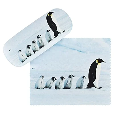 Imagen de VON LILIENFELD Estuche Gafas Pingüinos Funda Ligeramente Estable Colorido Paño de limpieza