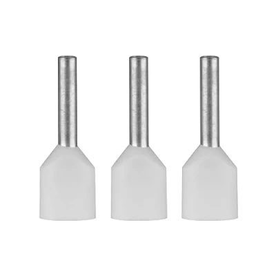 Imagen de ERKO 100 piezas de terminales tubulares dobles, 0,5 mm², longitud 8 mm, profesionales cobre galvanizado con aislamiento poliamida