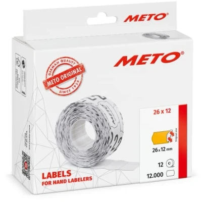 Imagen de Etiquetas Meto para etiquetadoras manuales (26 x 12 mm, 1 línea, naranja fluorescente, 12.000 unidades, adherencia permanente, Meto, Contact, Sato, Avery, Tovel, Samark, etc.)