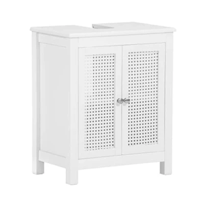 Imagen de SoBuy BZR35 W Mueble para Debajo del Lavabo Armario con Pie de Baño 2 Niveles y Puertas Blanco 50 x 33 60 cm ES