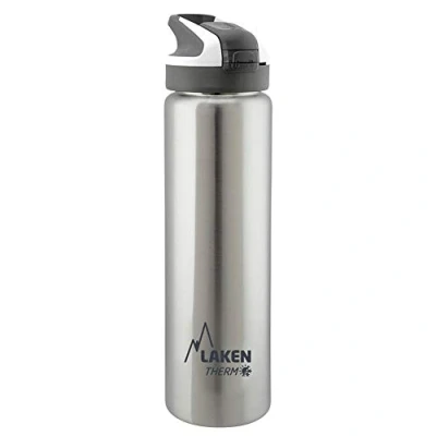 Imagen de LAKEN Botella de Agua Térmica al Vacío Acero Inoxidable Doble Pared (0,75L Acero) Tecnología 24 Horas Frío Ideal para Trabajo o Deporte Cierre Hermético y Uso Vertical