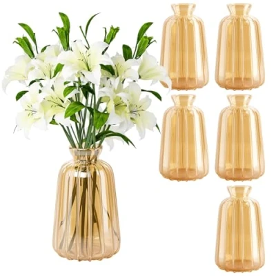 Imagen de Ezvsevuo 6 Pieza Jarrones para Decoración de Mesa Boda, Cristal, Floreros Decorativos Modernos Mini Pequeños