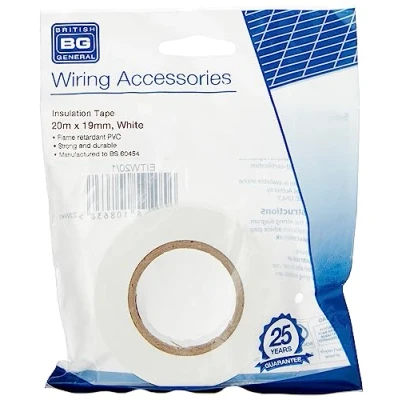 Imagen de BG Electrical Cinta aislante, 20 metros, color blanco