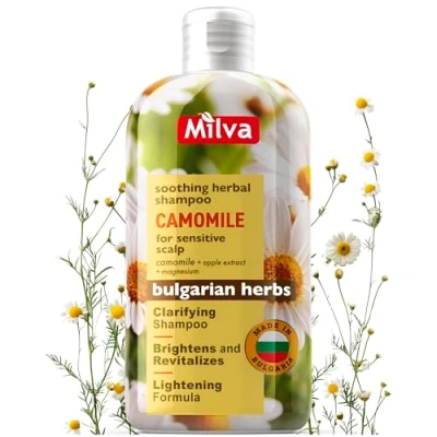 Imagen de Milva champú de manzanilla con magnesio y extracto manzana, natural para aclarar el cabello rubio, aclarador cuero cabelludo seco, tratamiento picazón del cabelludo,
