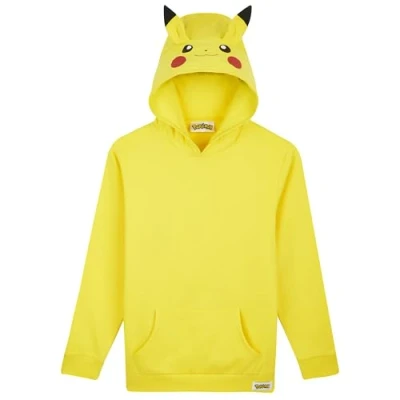 Imagen de Pokémon Sudaderas con Capucha para Niños, Orejas 3D de Pikachu (Amarillo, 13 14 años)