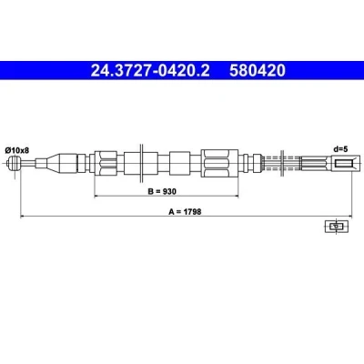 Imagen de ATE 24.3727 0420.2 Cable de Freno Mano 1798 MERCEDES BENZ: T1 Camión plataforma/Chasis