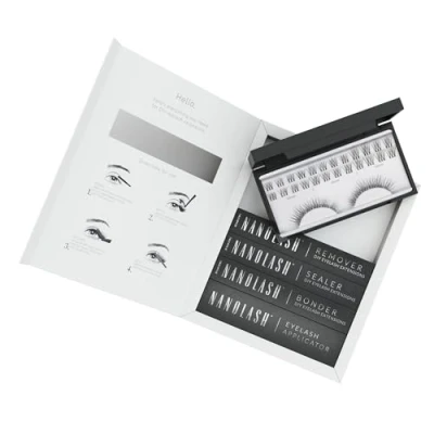 Imagen de kit de inicio extensión pestañas postizas en racimos casa Nanolash completo para aplicar DIY, extensiones (Negro, INNOCENT)
